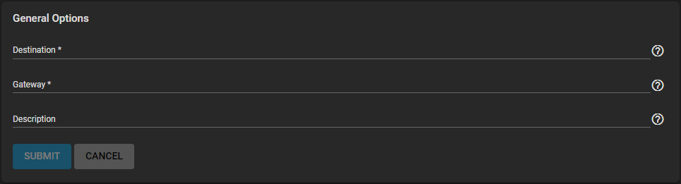Network Static Routes Add